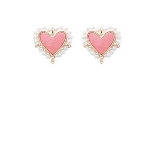 Heart Pearl Stud Earrings
